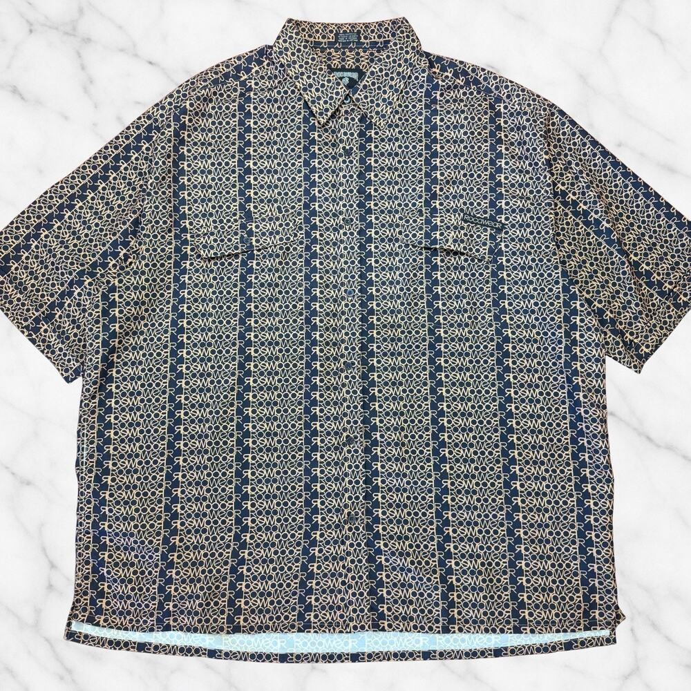 Y2K Rocawear Button Up Shirt 3XL All Over Print Monogram AOP 2000s Rap Hip Hop